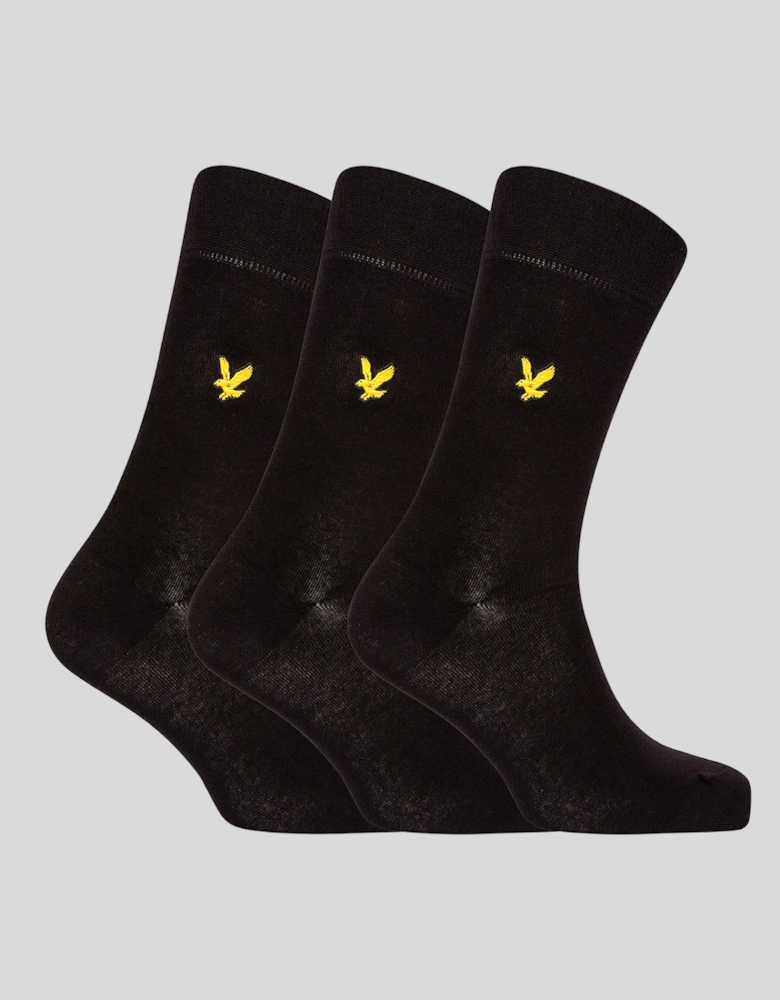 3 Pack Basic Socks With Eagle Embroidery