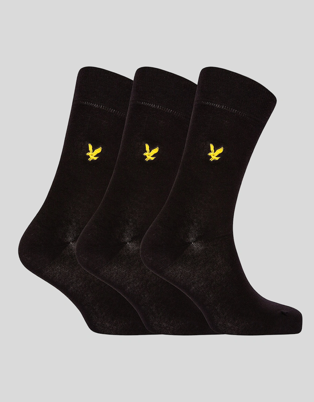 3 Pack Basic Socks With Eagle Embroidery