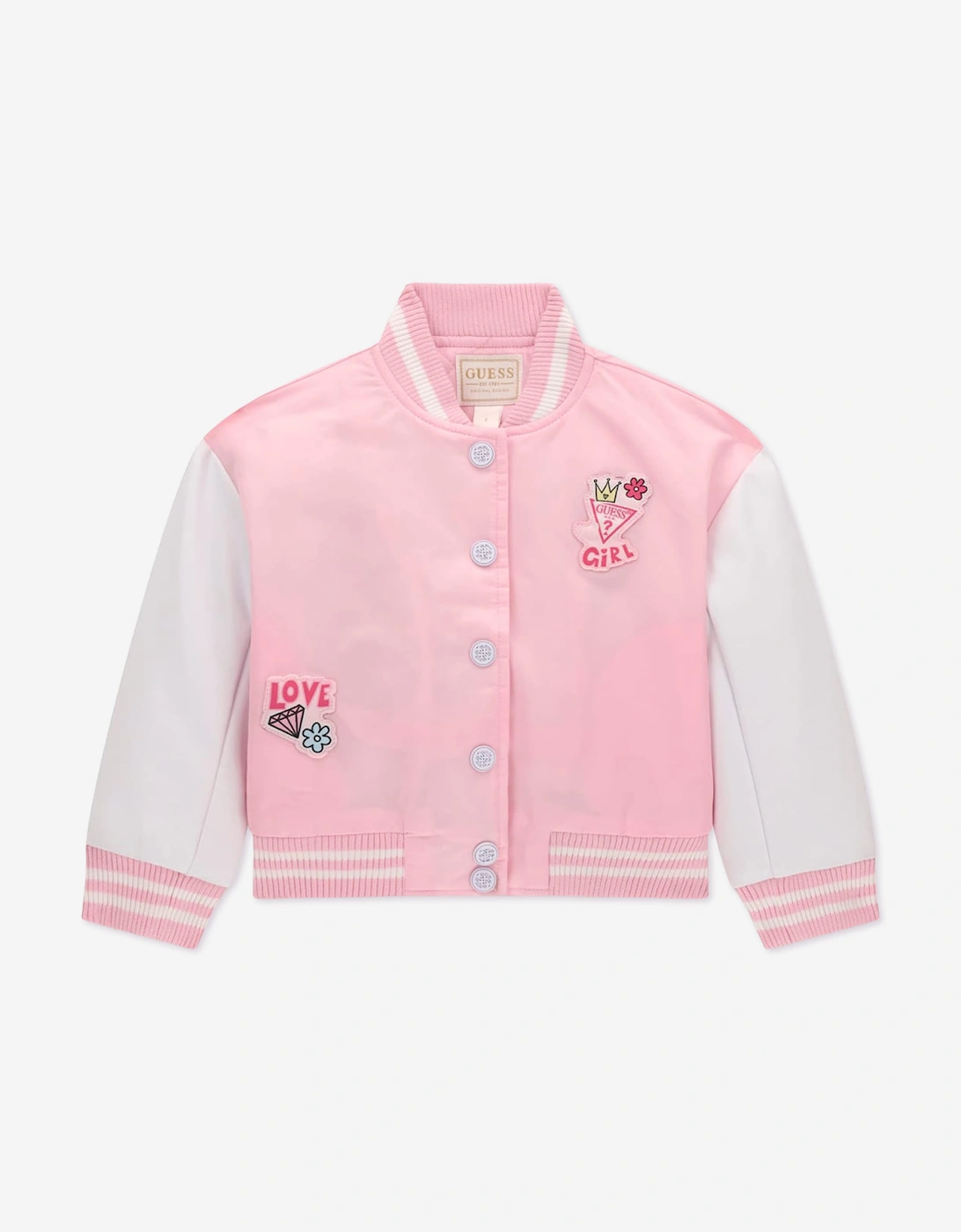Guess Girls Oversized Padded Bomber Jacket in Pink