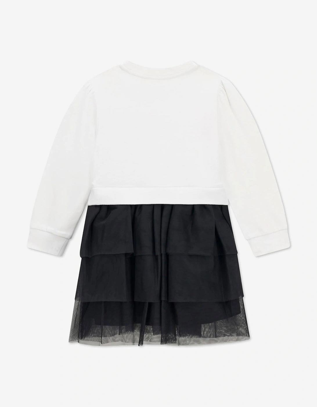 Guess Girls Mixed Fabric Dress in White
