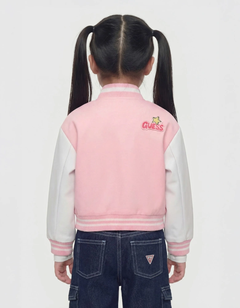 Guess Girls Oversized Padded Bomber Jacket in Pink