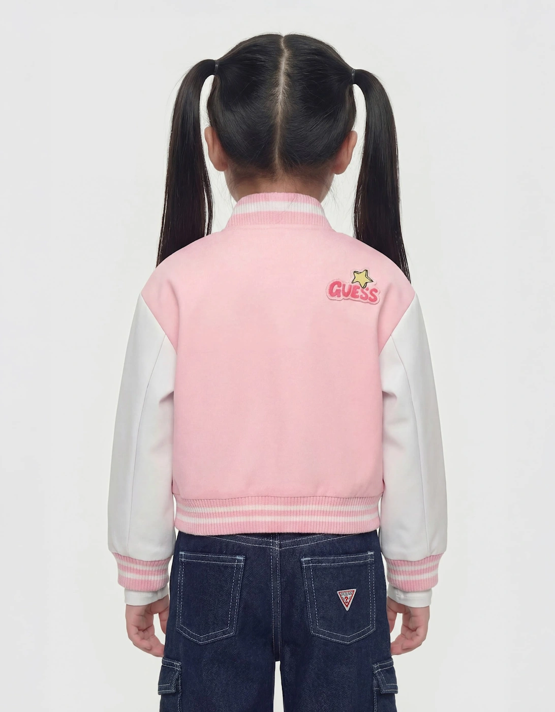 Guess Girls Oversized Padded Bomber Jacket in Pink