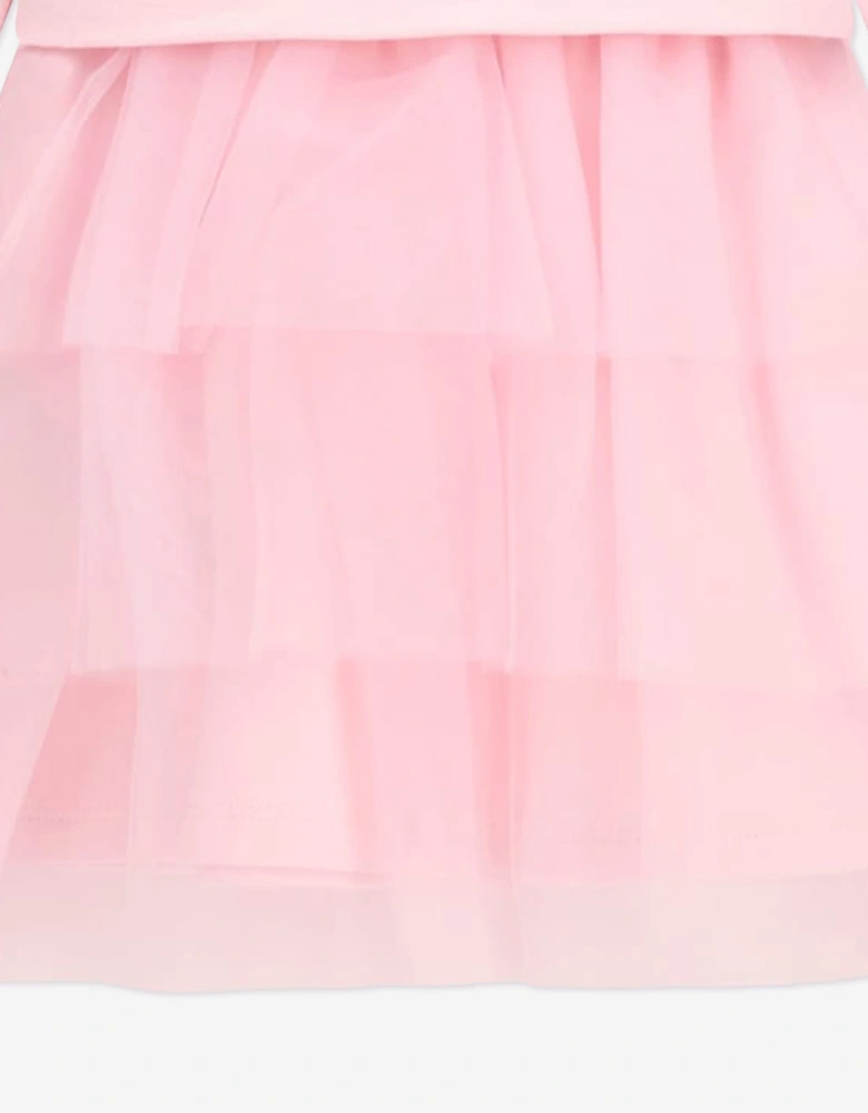 Guess Girls Mixed Fabric Dress in Pink