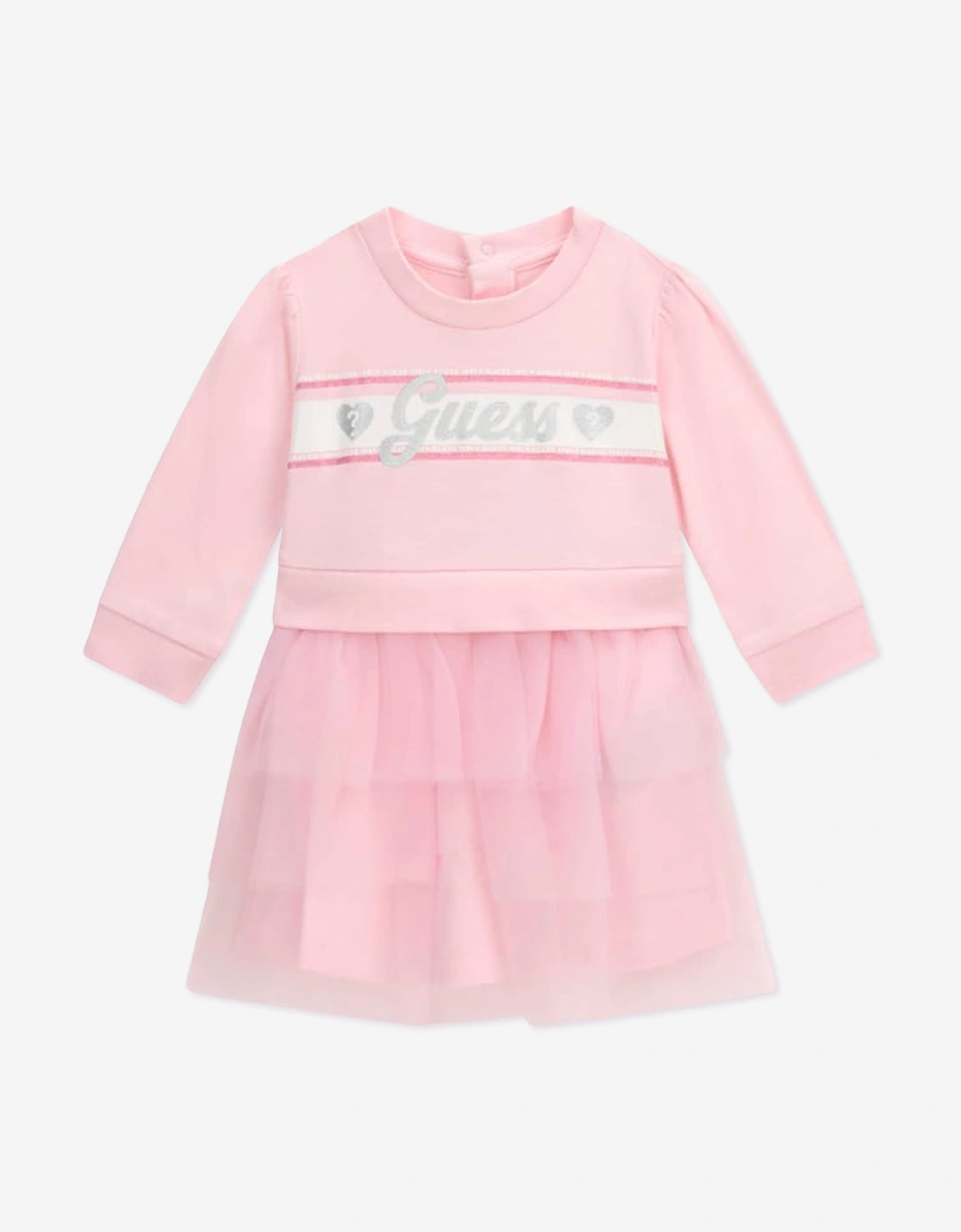 Guess Baby Girls Mixed Fabric Dress in Pink