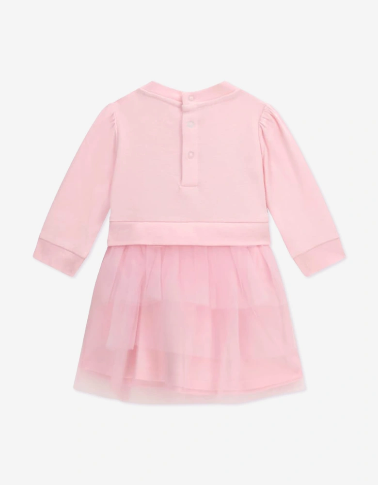 Guess Baby Girls Mixed Fabric Dress in Pink