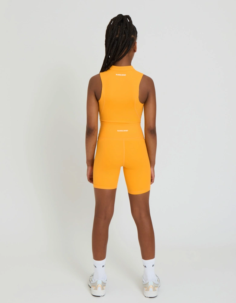 Blanca Sport Girls Quarter Zip Cycling Shorts Set in Orange