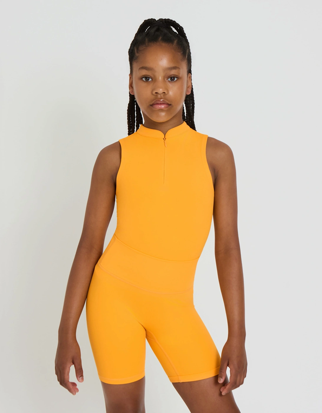 Blanca Sport Girls Quarter Zip Cycling Shorts Set in Orange