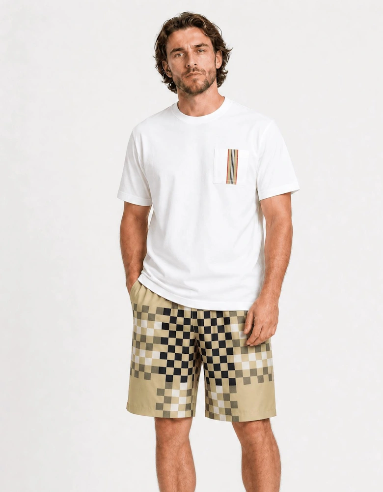 Burberry 'Bradeston' Silk Pixel Check Shorts Brown