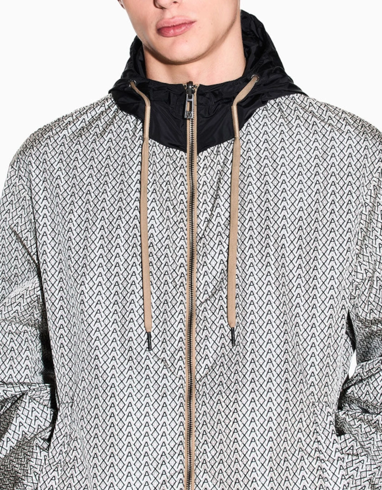 Armani Exchange Reversible AX Monogram Logo/Black Windbreaker Jacket XM001830 AF18579 M0245M