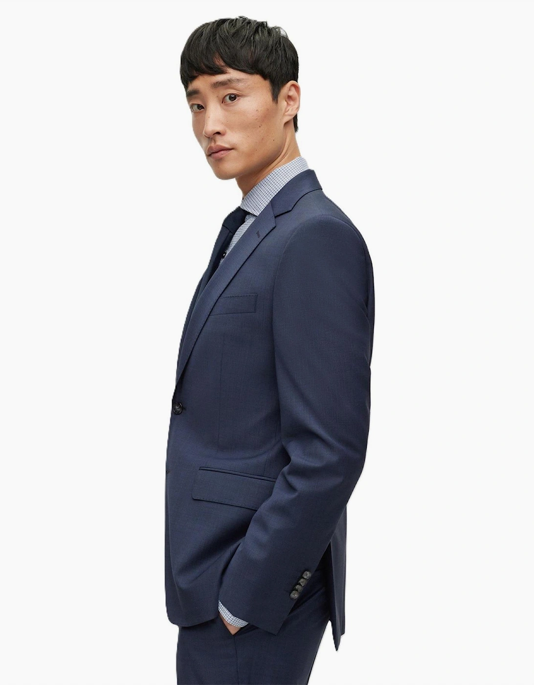 Jeckson Solid Patterned Notch Collared Suit Jacket