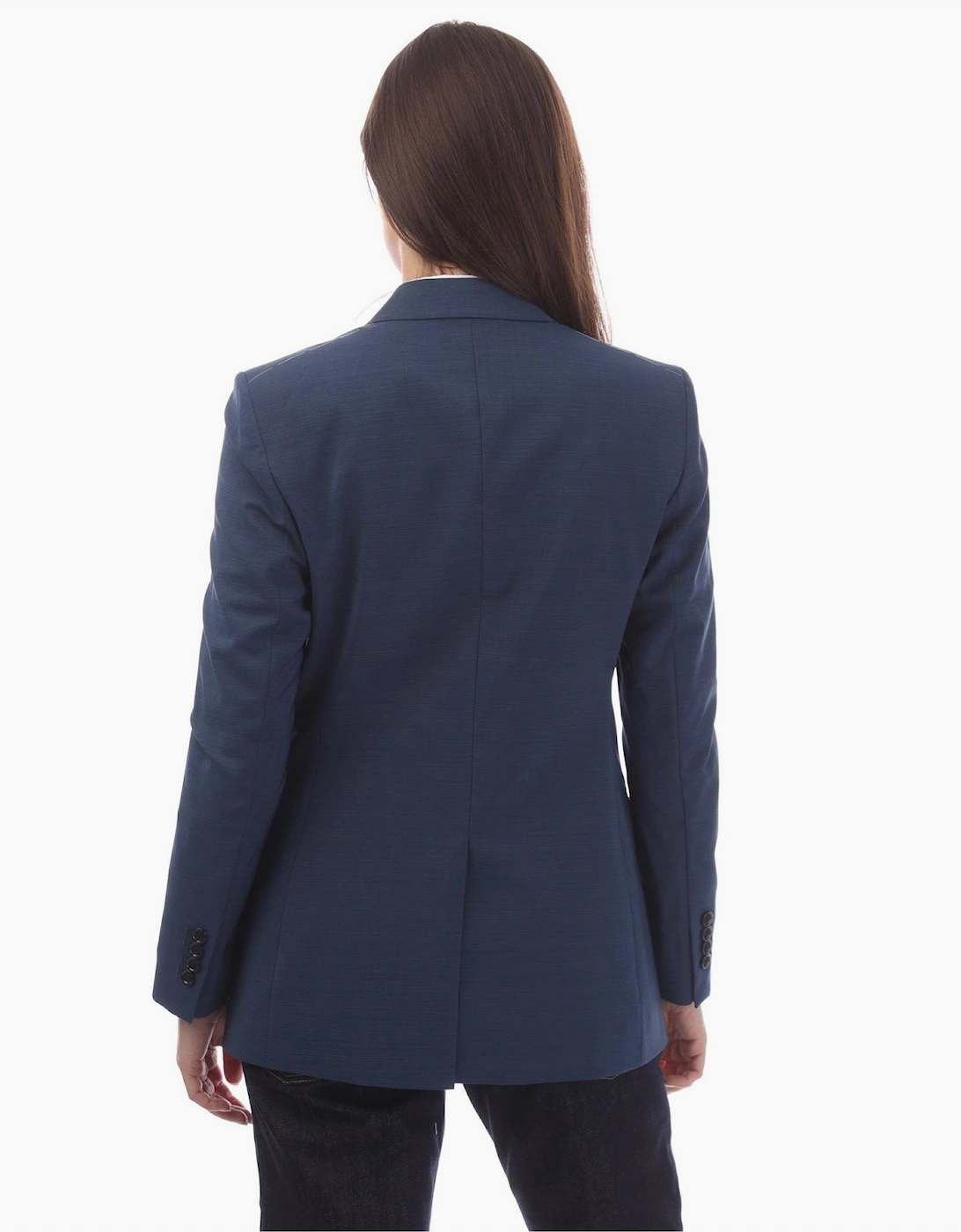 Solid Patterned Single Button Notch Collared Suit Jacket