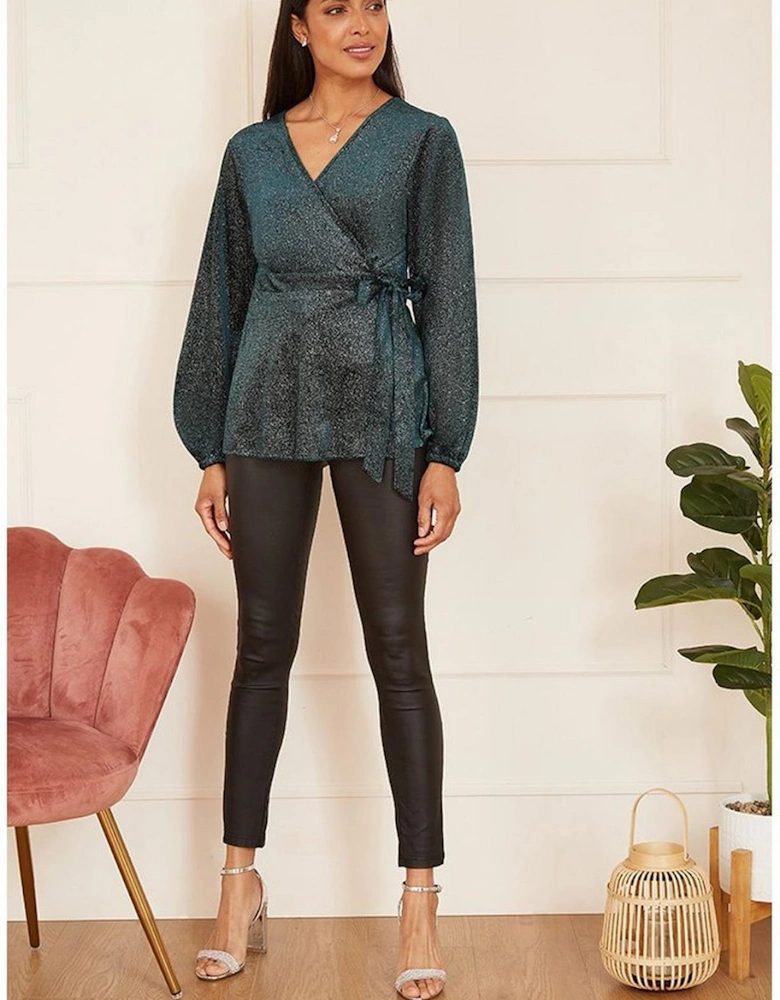 Sparkle Velvet Wrap Blouse