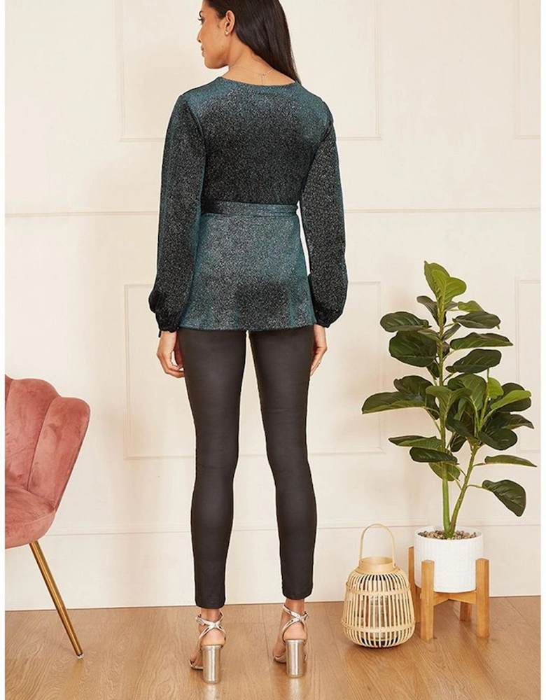 Sparkle Velvet Wrap Blouse
