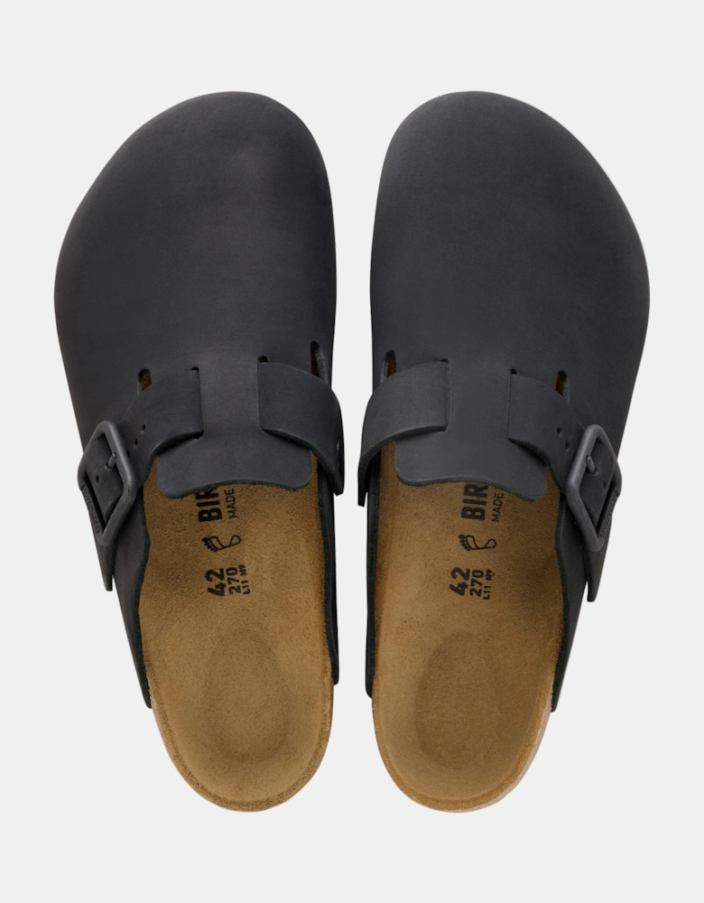 Birkenstock Boston Wire Buckle Nubuck Leather Womens Clogs - Black