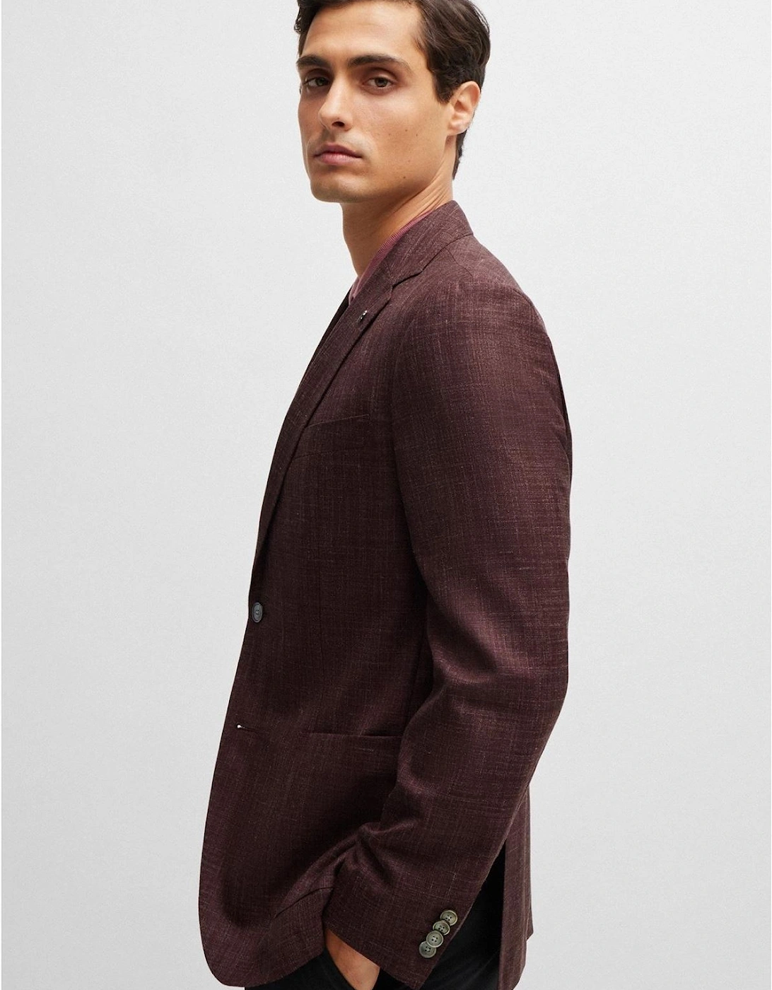 H Janson Notch Collared Solid Patterned Blazer