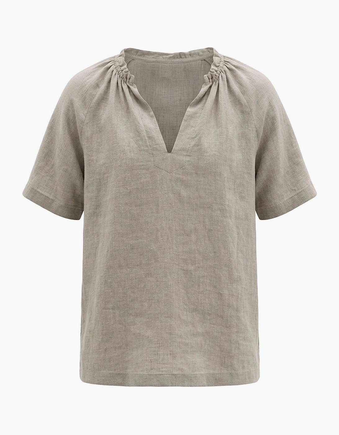Taupe Pure Linen Blouse