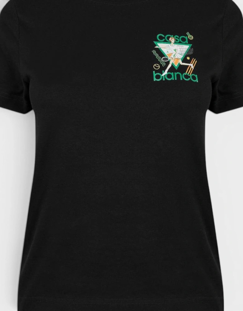 Tennis Printed Fitted T-Shirt Black