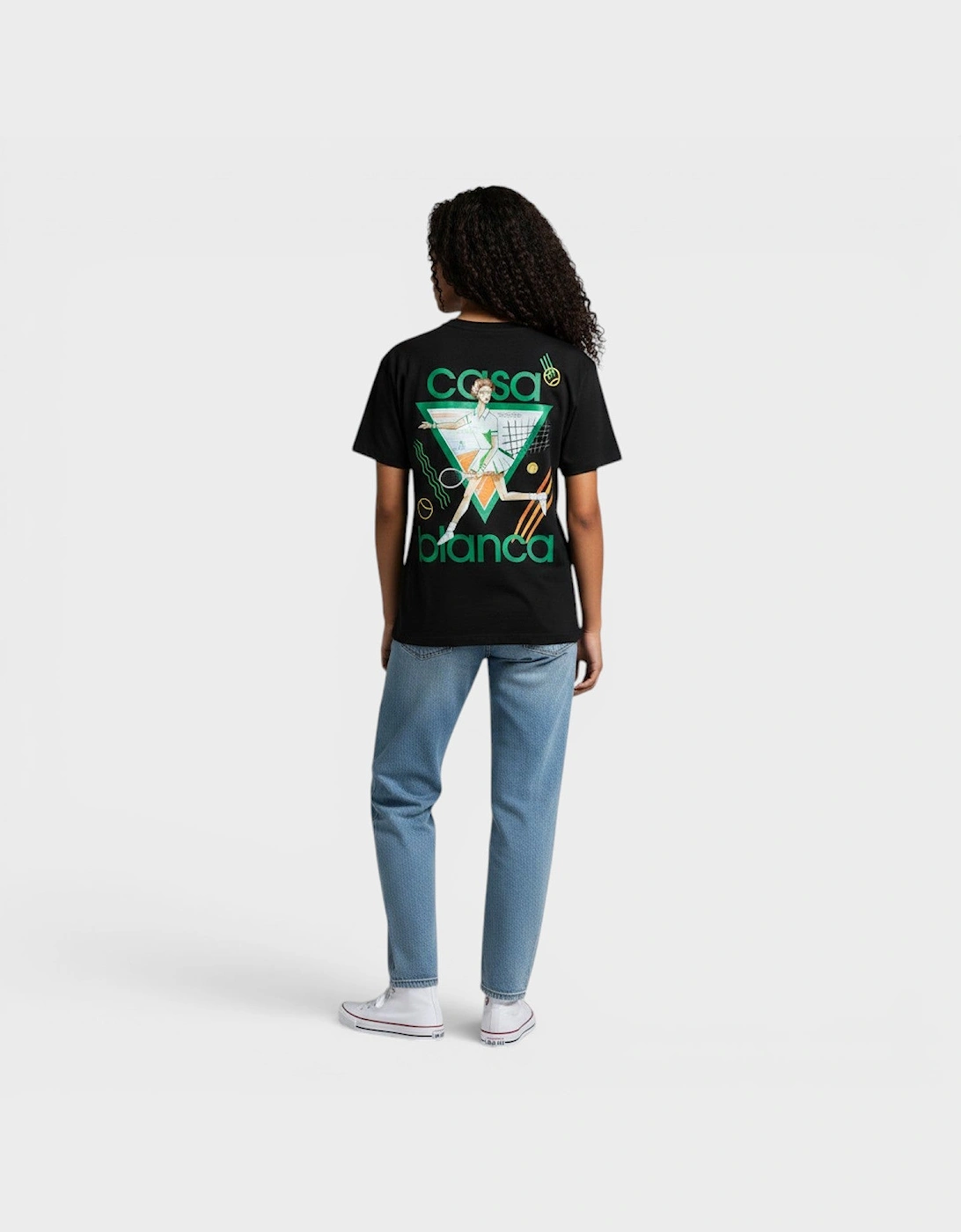Tennis Printed Fitted T-Shirt Black
