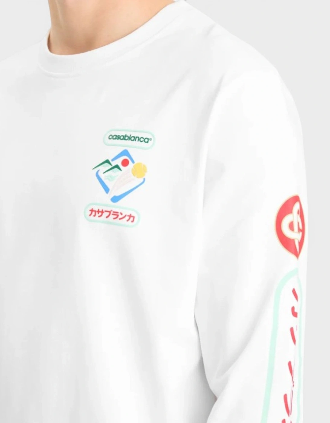 Fuji Dream Screen Printed Long Sleeve T-Shirt White