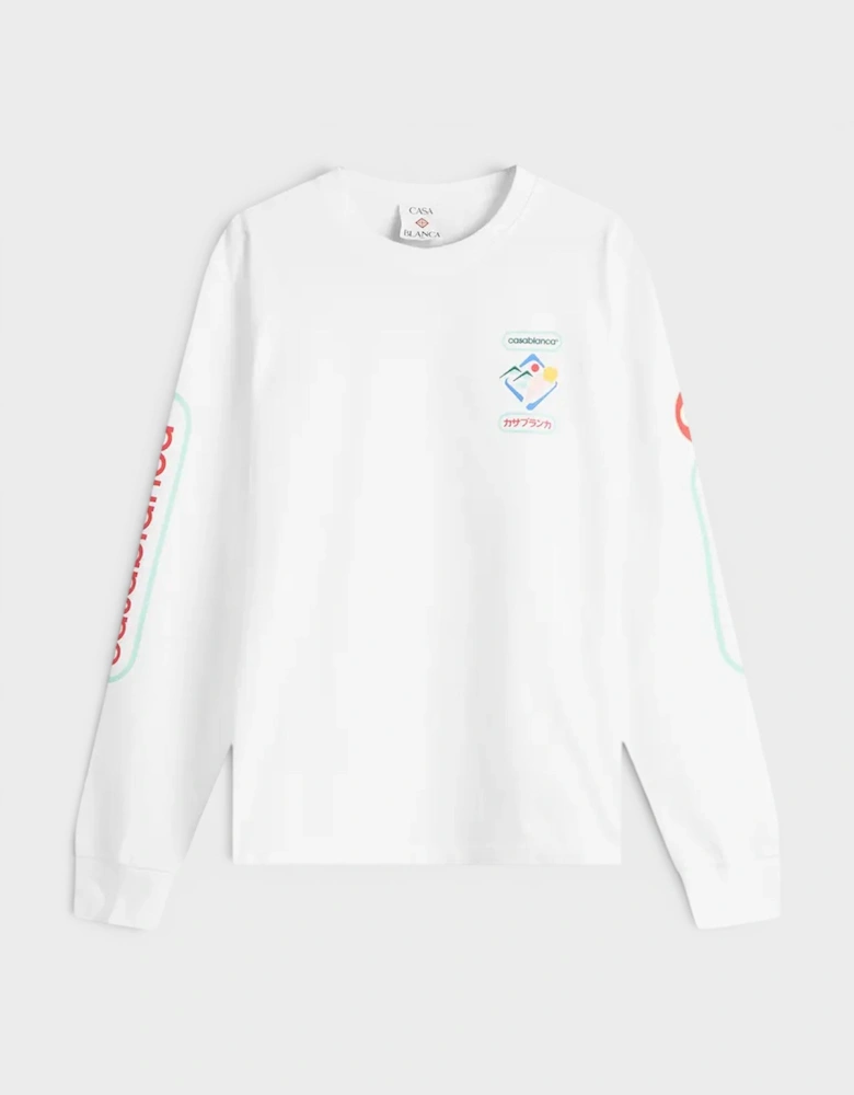 Fuji Dream Screen Printed Long Sleeve T-Shirt White