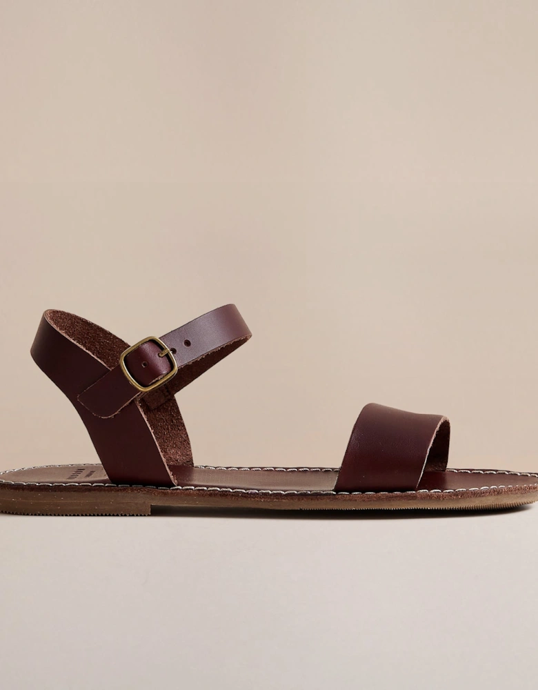 ROSEMARY WOMENS  BROWN LEATHER SANDAL