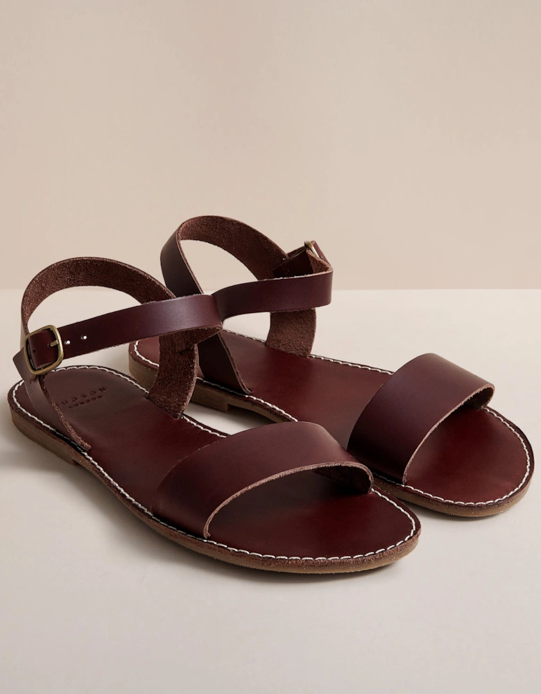 ROSEMARY WOMENS  BROWN LEATHER SANDAL