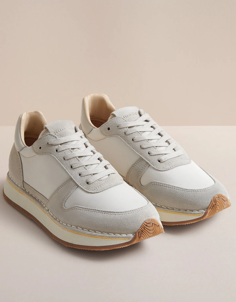 NEKOMAR WOMENS SAND SUEDE TRAINER