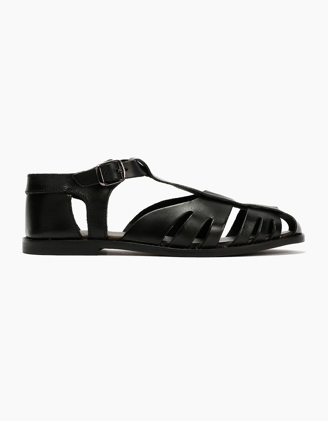 NOVA WOMENS BLACK VEG TANNED  LEATHER SANDAL