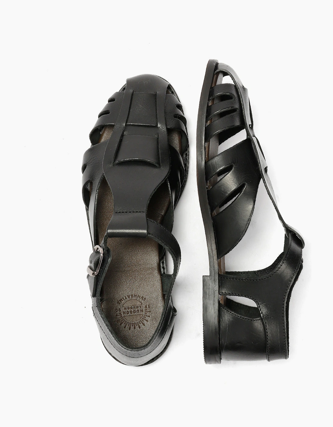 NOVA WOMENS BLACK VEG TANNED  LEATHER SANDAL
