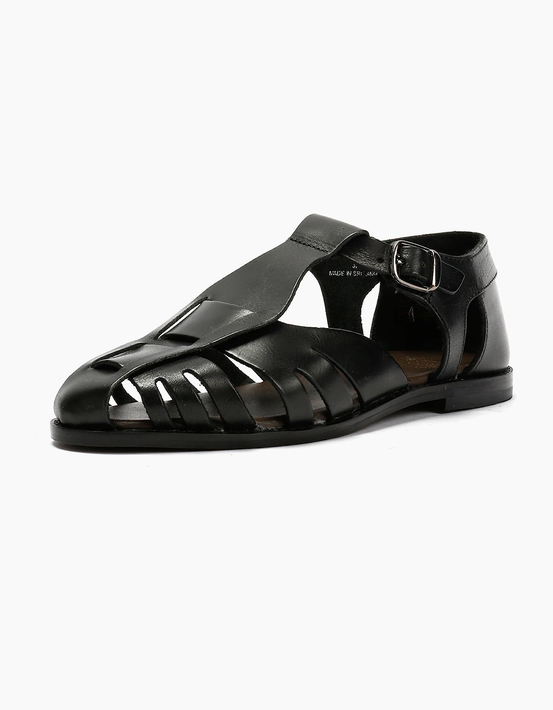 NOVA WOMENS BLACK VEG TANNED  LEATHER SANDAL