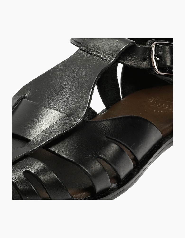 NOVA WOMENS BLACK VEG TANNED  LEATHER SANDAL