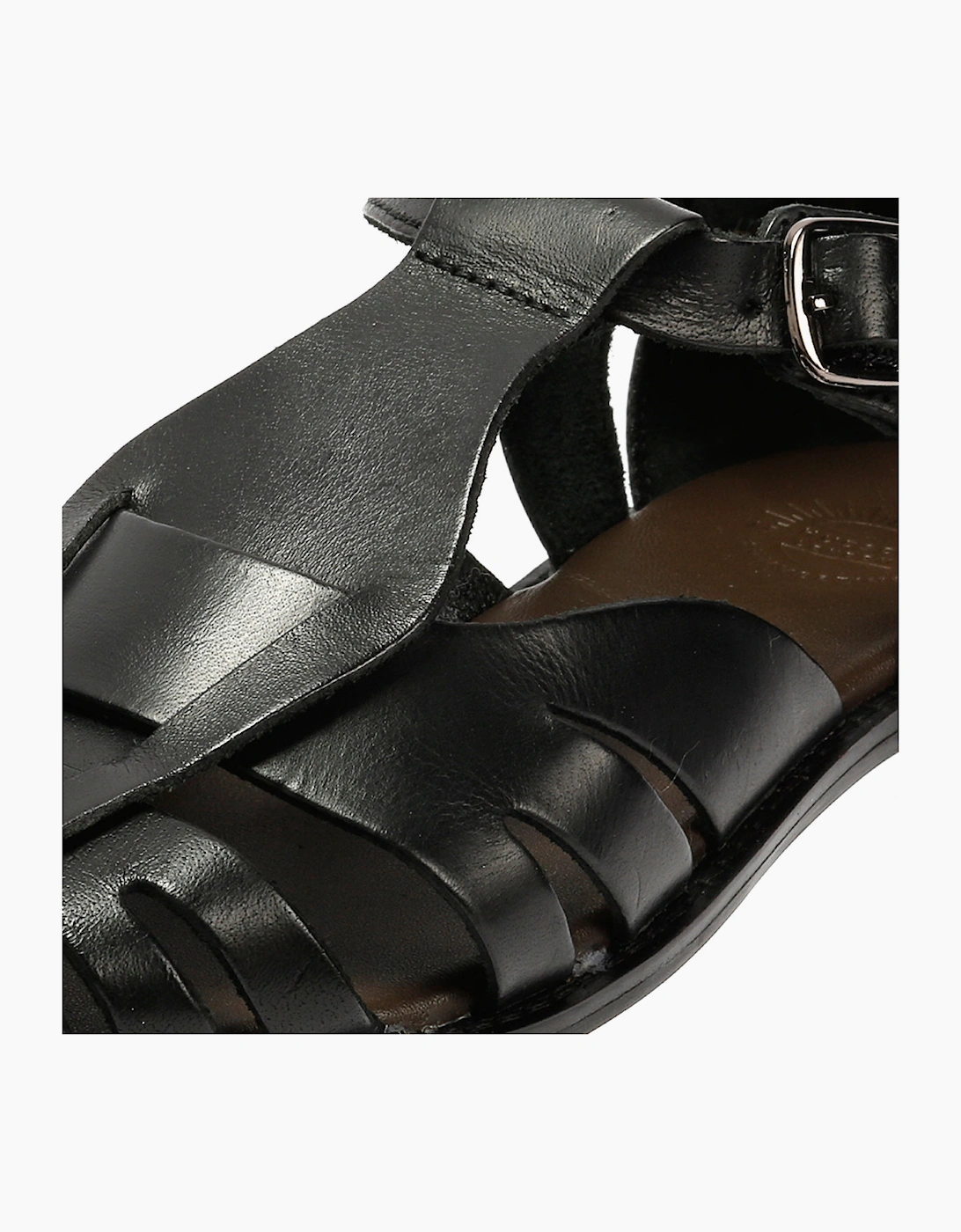 NOVA WOMENS BLACK VEG TANNED  LEATHER SANDAL