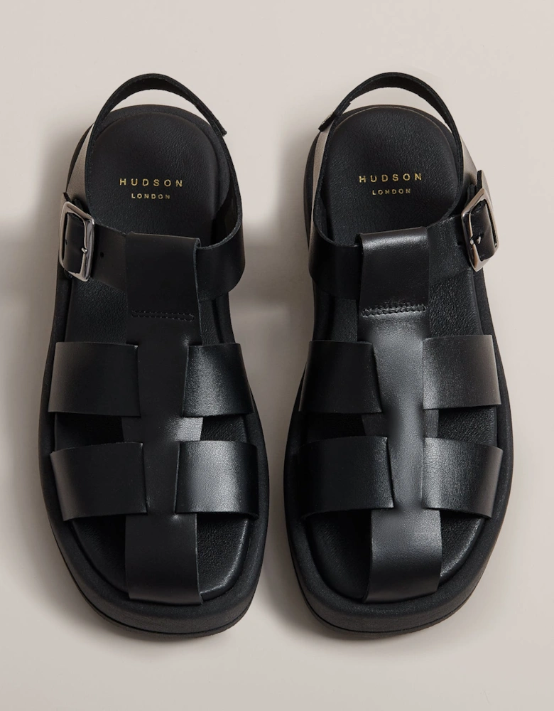 NAOMI WOMENS  BLACK LEATHER SANDA