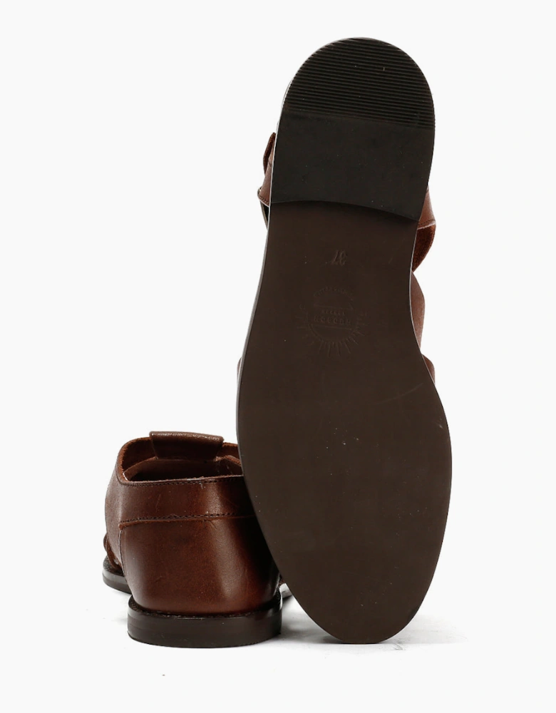 NOVA WOMENS BROWN VEG TANNED  LEATHER SANDAL