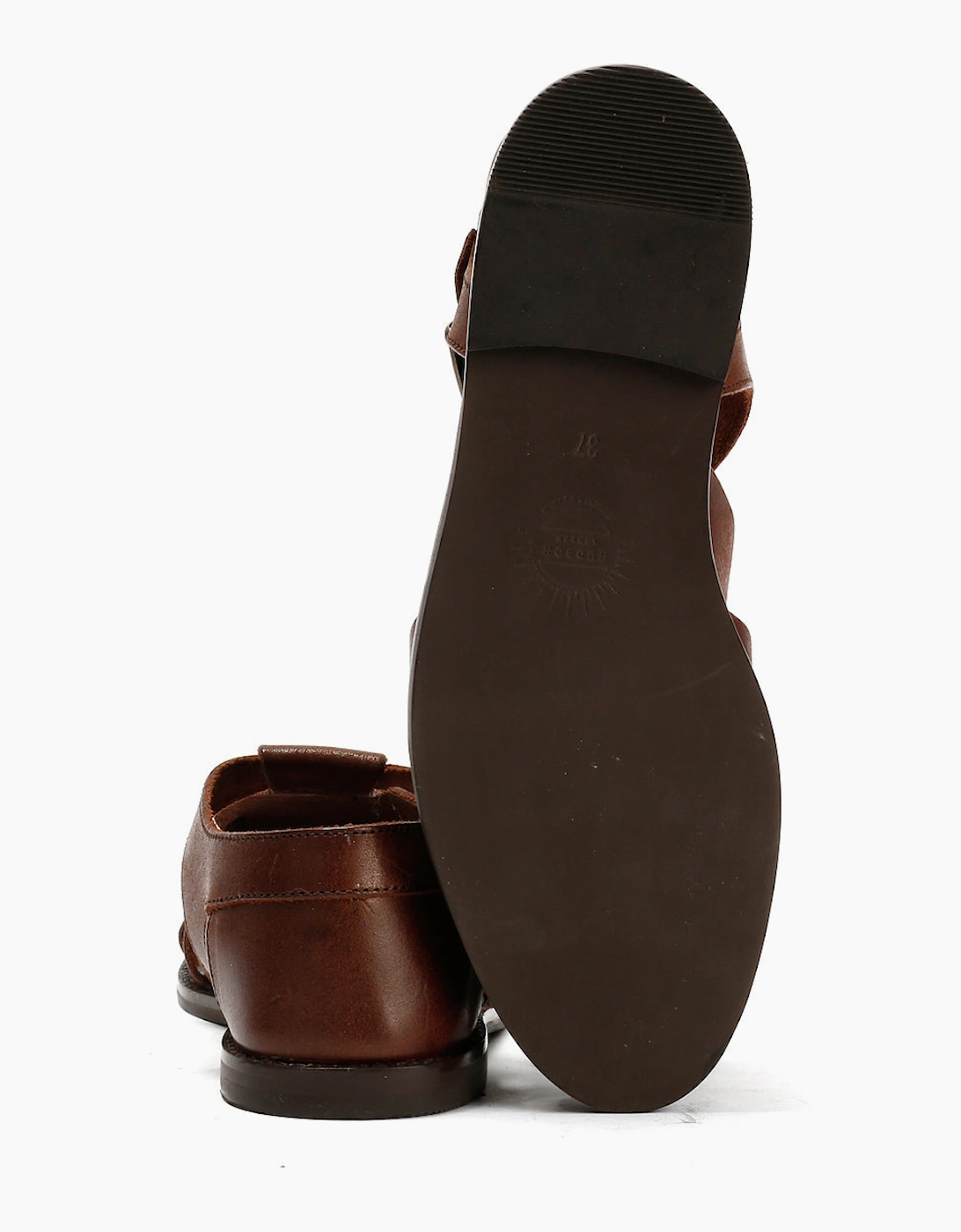 NOVA WOMENS BROWN VEG TANNED  LEATHER SANDAL