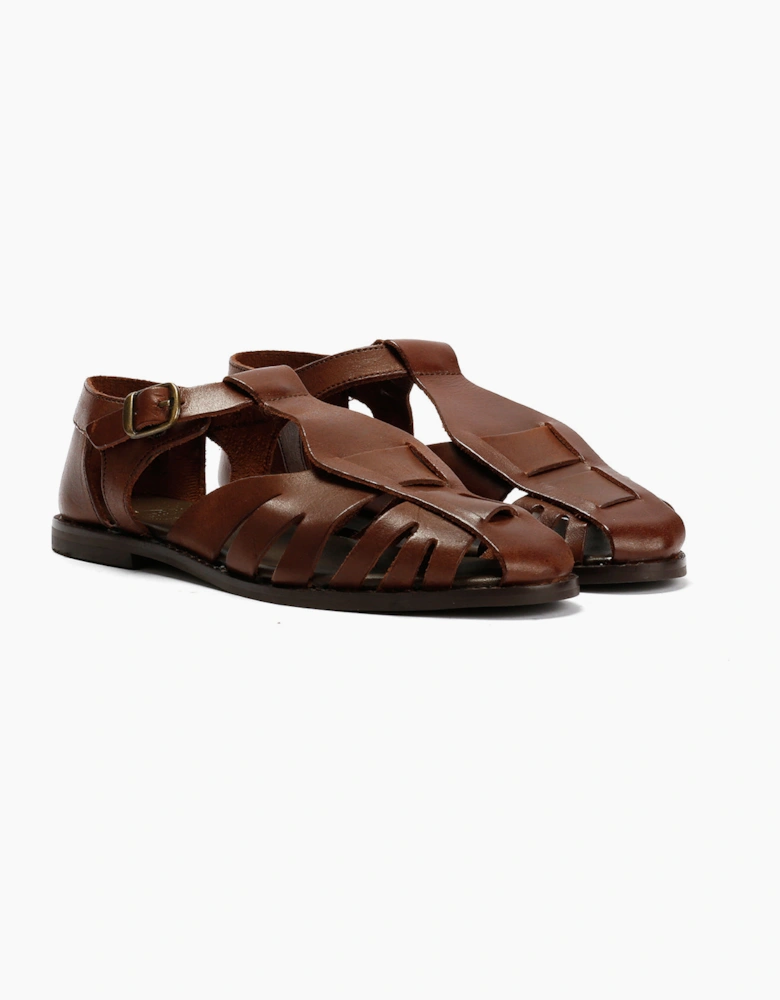 NOVA WOMENS BROWN VEG TANNED  LEATHER SANDAL
