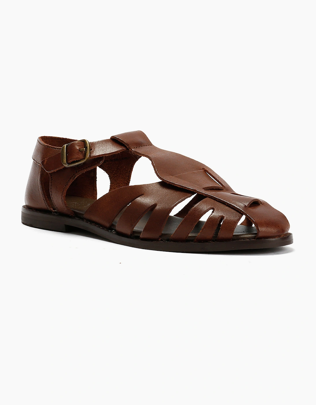 NOVA WOMENS BROWN VEG TANNED  LEATHER SANDAL