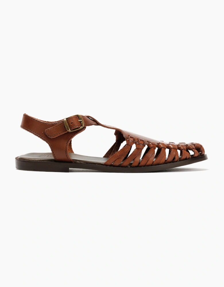 LUNA WOMENS BROWN LEATHER SANDAL