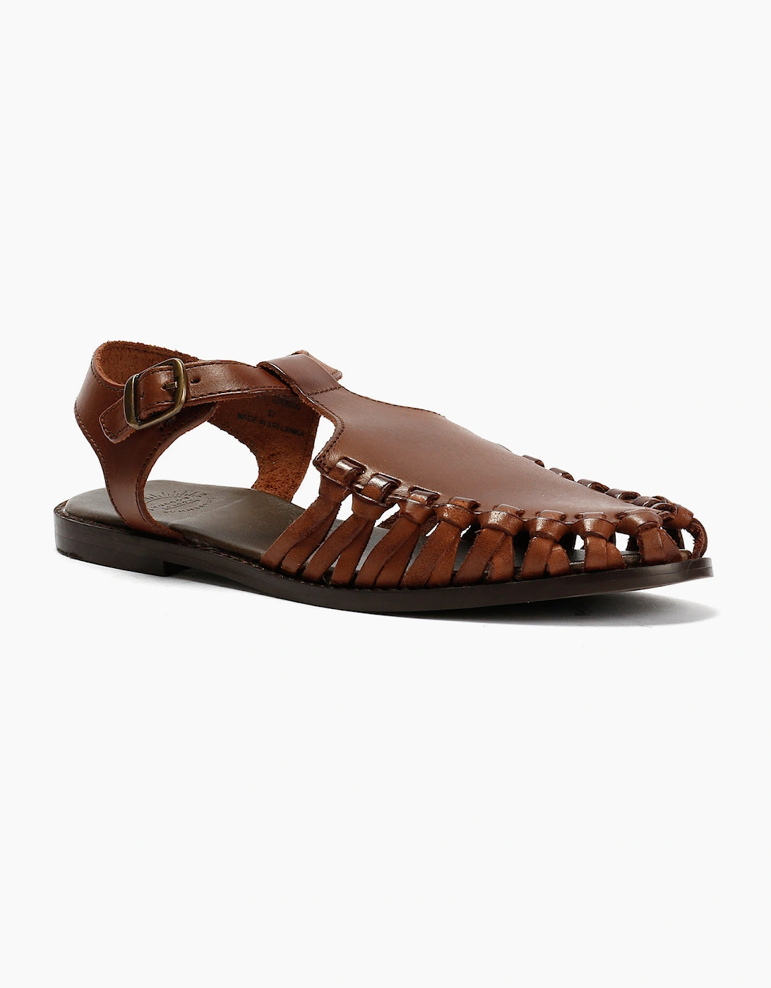 LUNA WOMENS BROWN LEATHER SANDAL