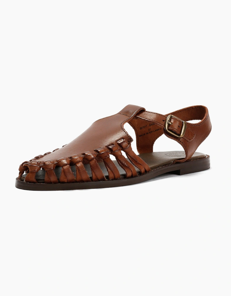 LUNA WOMENS BROWN LEATHER SANDAL