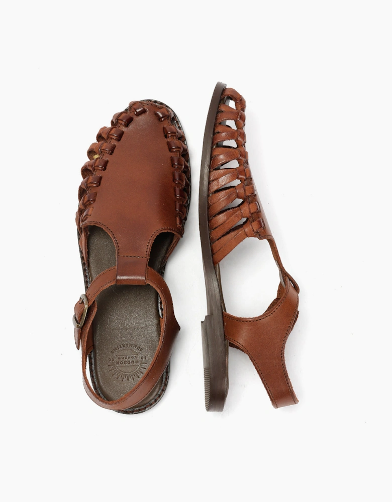 LUNA WOMENS BROWN LEATHER SANDAL