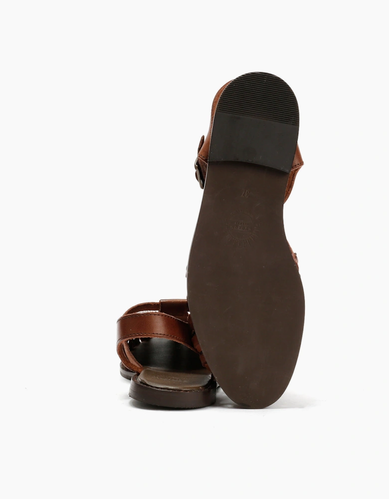 LUNA WOMENS BROWN LEATHER SANDAL