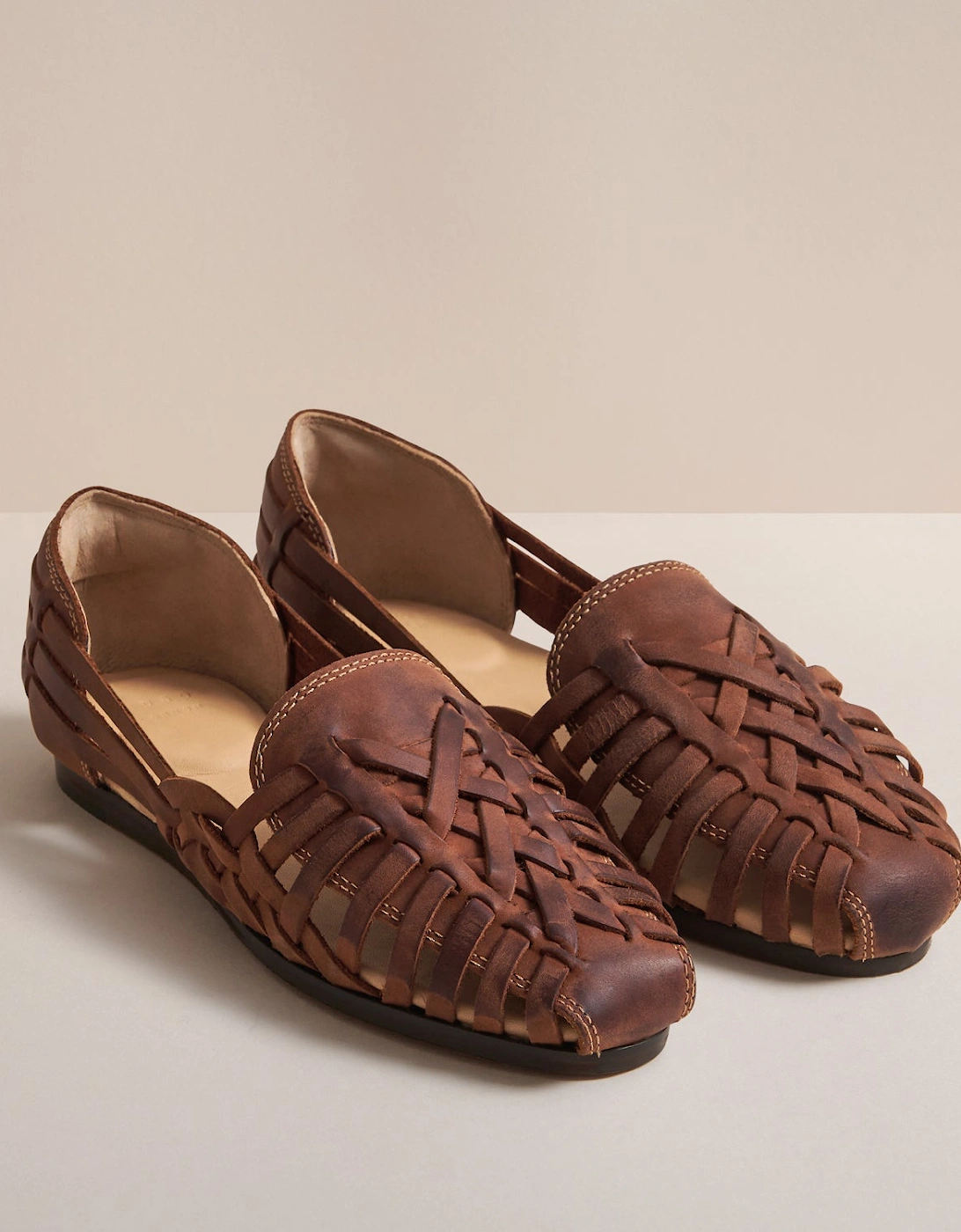 RAFFI WOMENS TAN LEATHER SANDAL