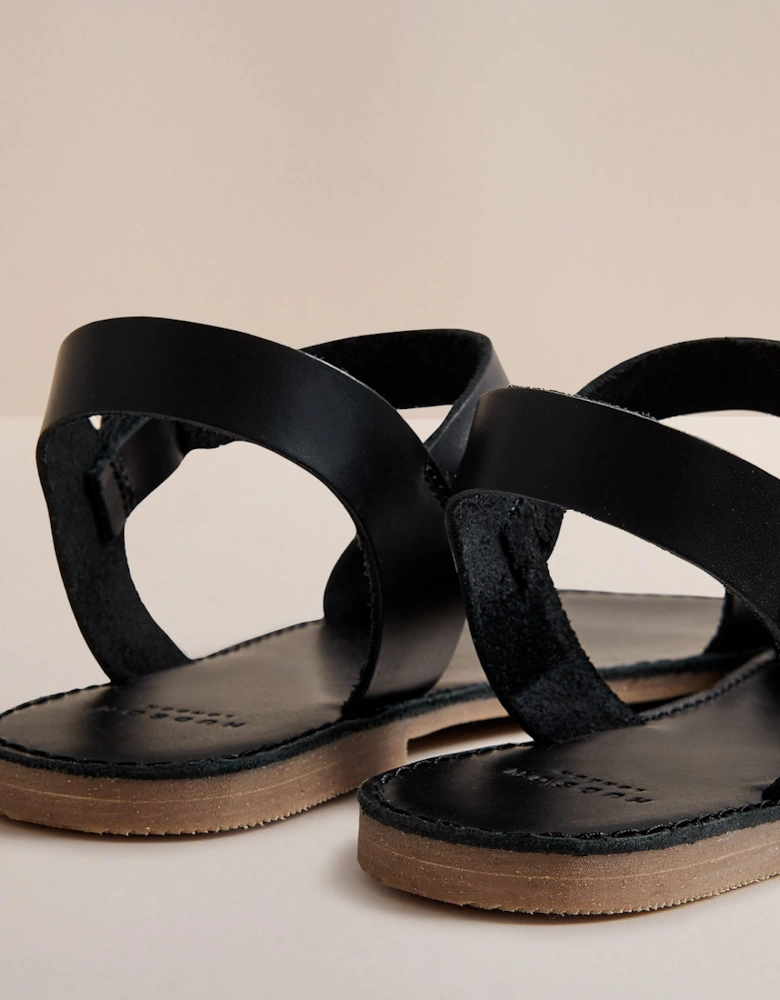 ROSEMARY WOMENS BLACK LEATHER SANDAL