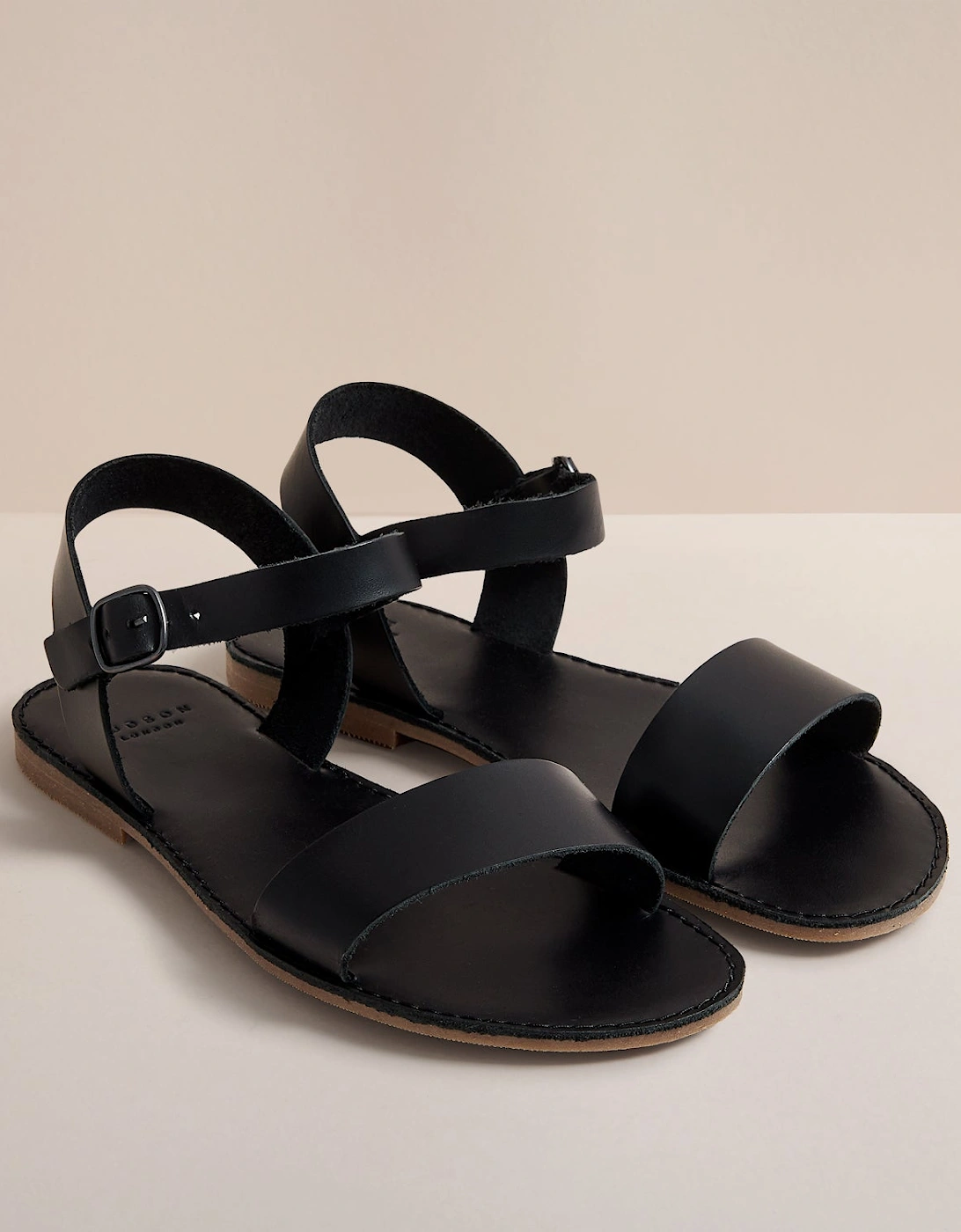 ROSEMARY WOMENS BLACK LEATHER SANDAL
