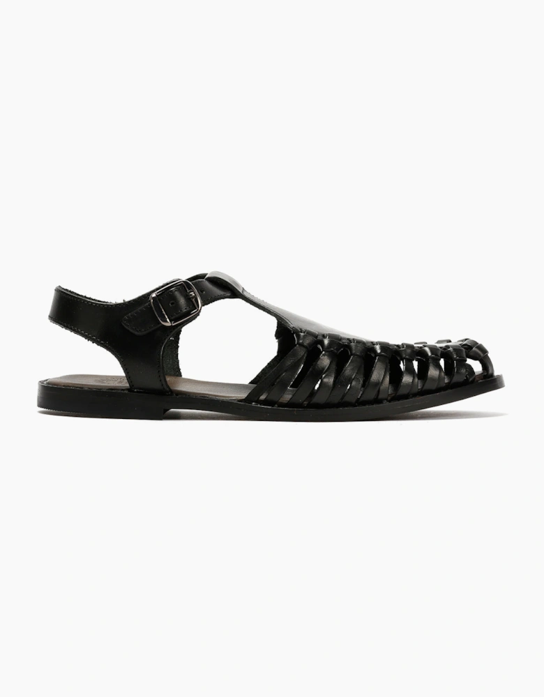 LUNA WOMENS BLACK LEATHER SANDAL