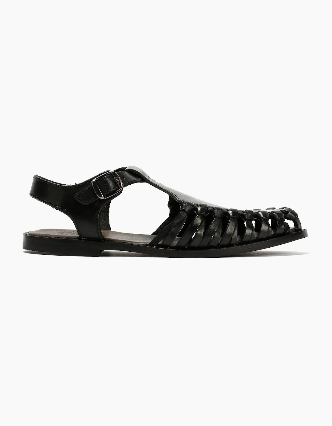 LUNA WOMENS BLACK LEATHER SANDAL