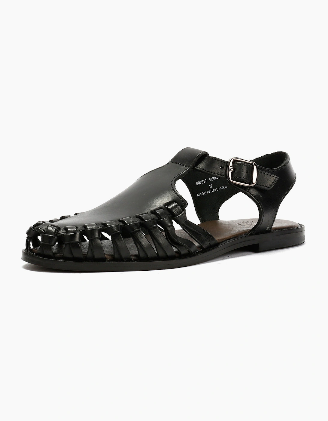 LUNA WOMENS BLACK LEATHER SANDAL