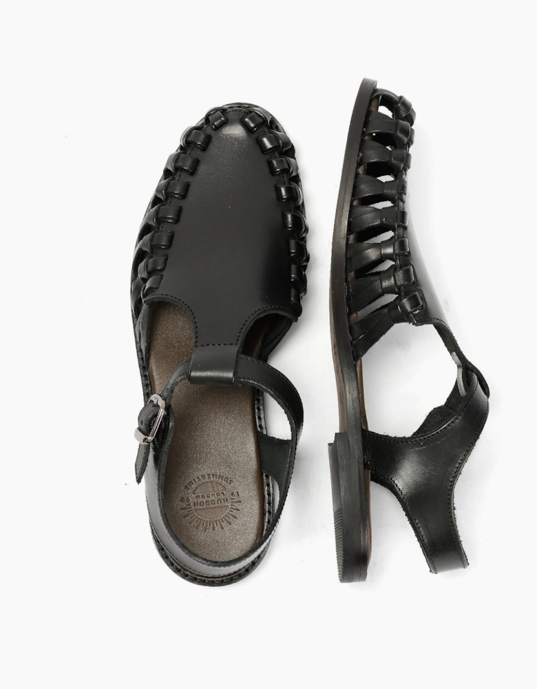 LUNA WOMENS BLACK LEATHER SANDAL