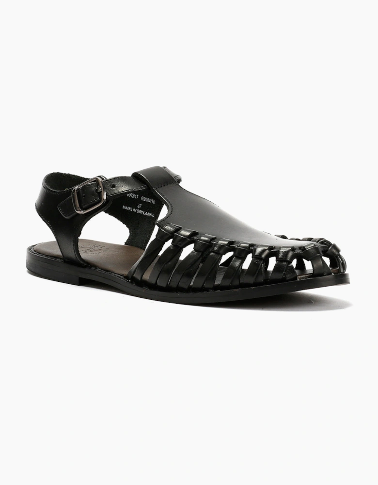LUNA WOMENS BLACK LEATHER SANDAL